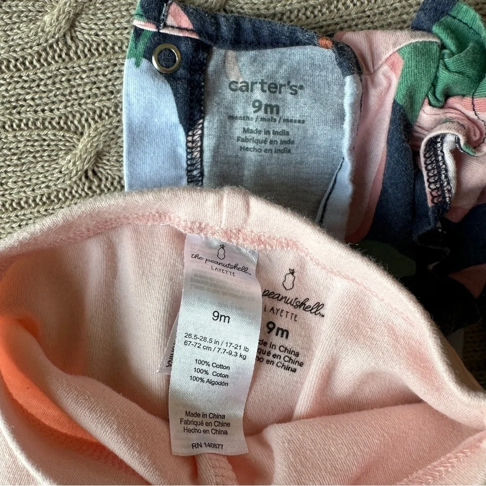 EUC Carter’s Baby Girl Outfit Set, Pink & Blue Pear, 9 Months